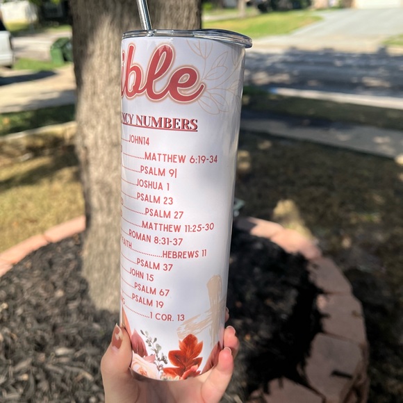 Religious bible 20oz stainless steel tumbler with metal straw - Picture 3 of 5